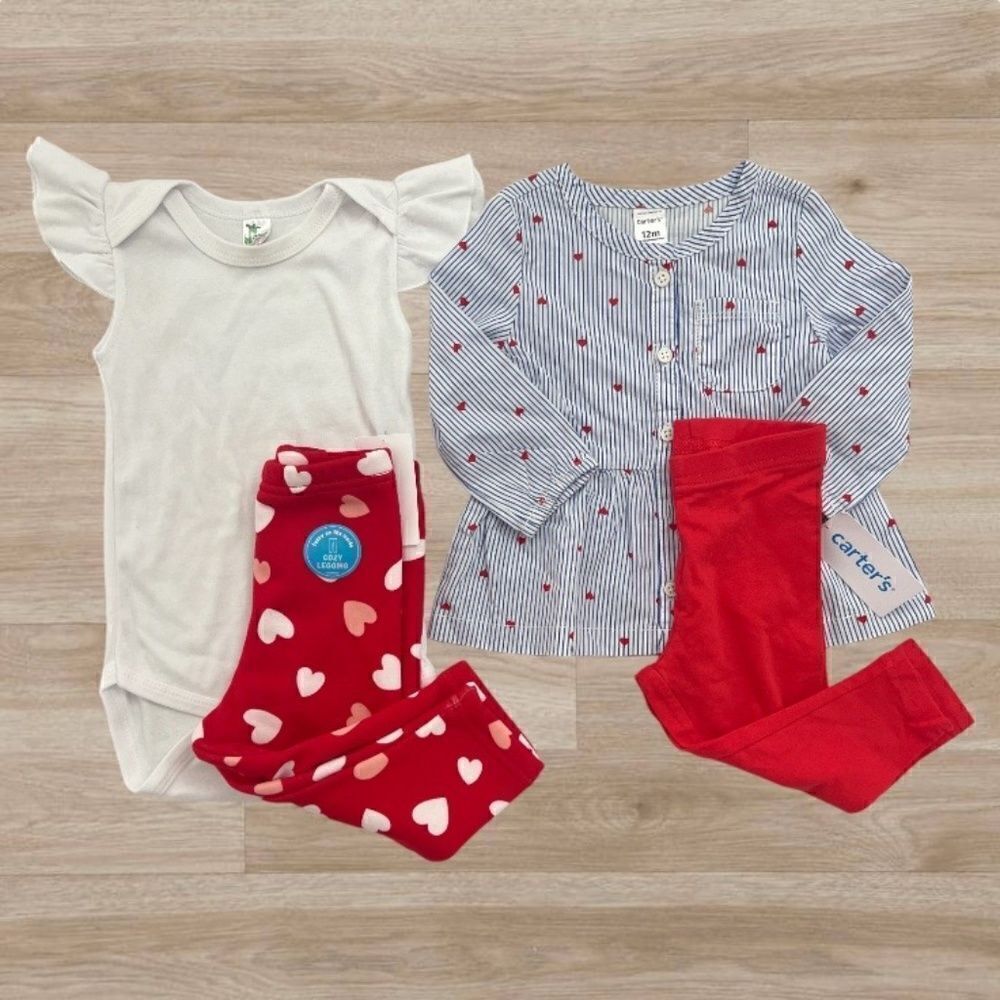 Baby Girl Valentine's Day Matching Set Bundle 12 months